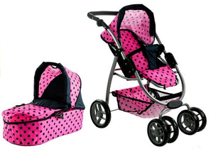 1-2in1 Doll Bogie and Stroller Alice -Pink With Dots-1