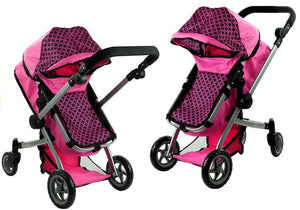 1-2in1 Doll Bogie and Stroller Alice - Pink and with Dots-1