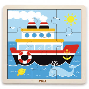 1-VIGA Poręczne Drewniane Puzzle Statek 9 elementów-1